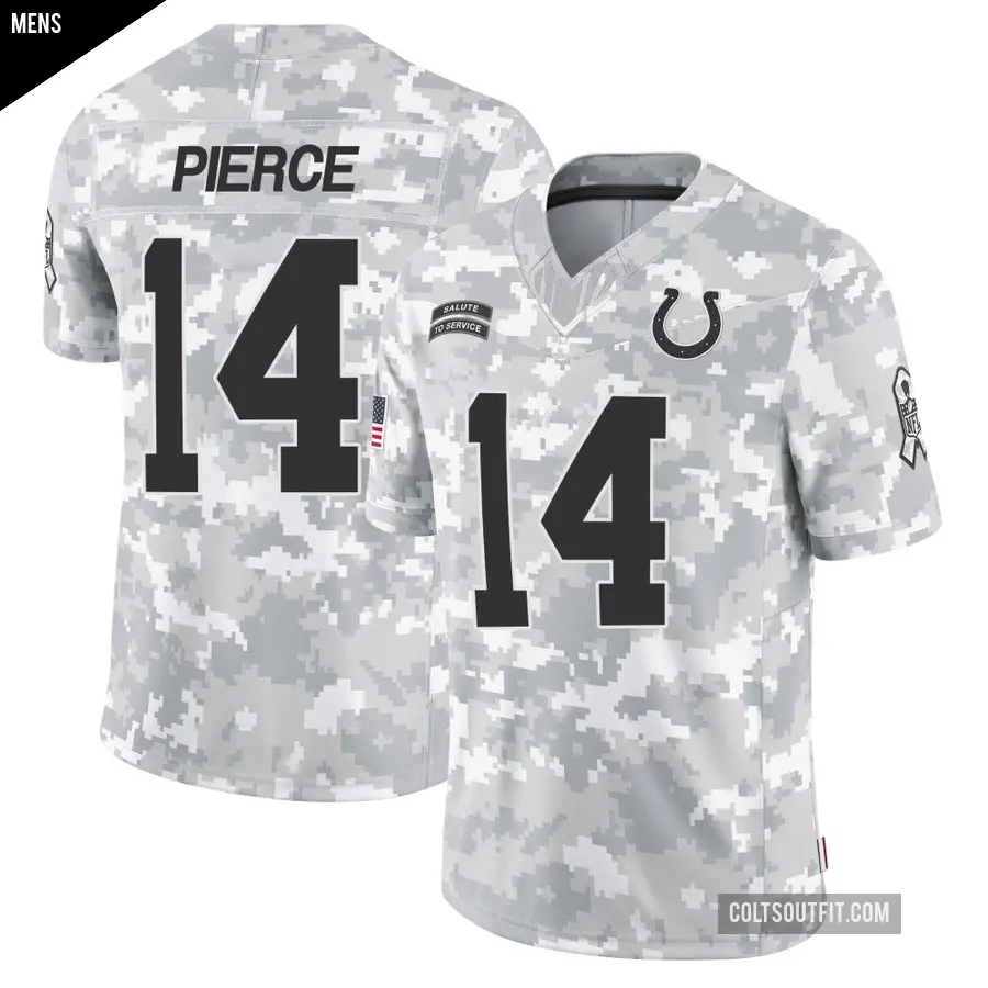 Men's Indianapolis Colts ＃14 Alec Pierce Arctic Camo Limited 2024 Salute to Service Jersey