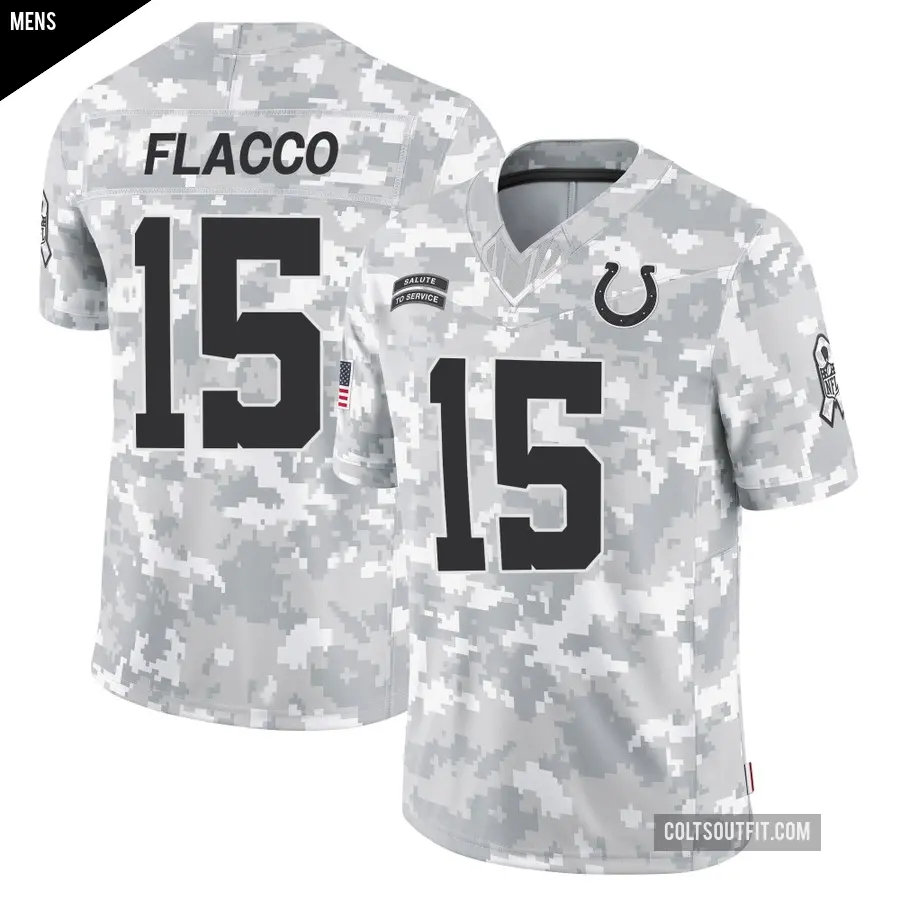 Men's Indianapolis Colts ＃15 Joe Flacco Arctic Camo Limited 2024 Salute to Service Jersey