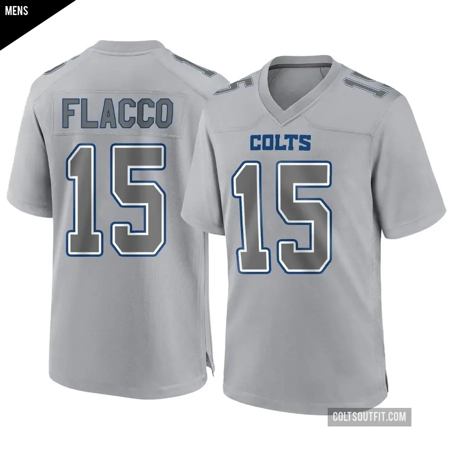 Men's Indianapolis Colts ＃15 Joe Flacco Gray Game Atmosphere Fashion Jersey