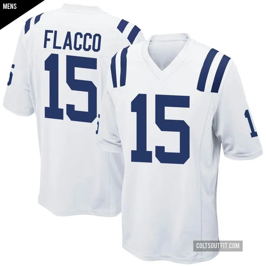 Men's Indianapolis Colts ＃15 Joe Flacco White Game Jersey