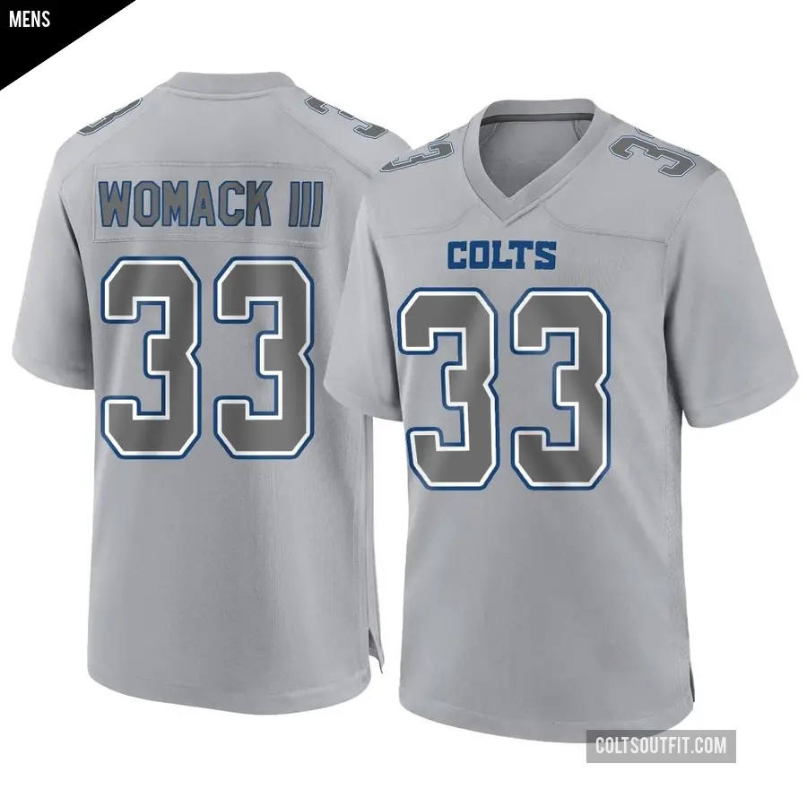 Men's Indianapolis Colts ＃33 Samuel Womack III Gray Game Atmosphere Fashion Jersey