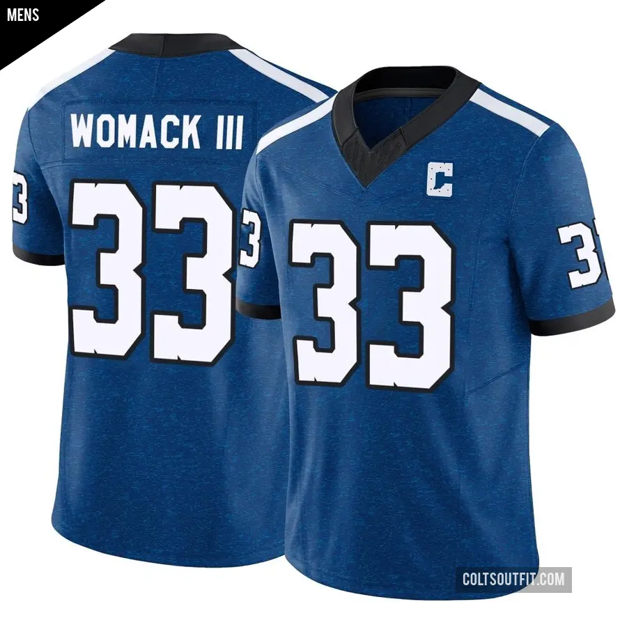 Men's Indianapolis Colts ＃33 Samuel Womack III Royal Limited Indiana Nights Alternate Vapor F.U.S.E. Jersey