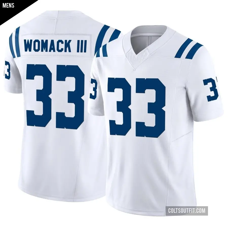 Men's Indianapolis Colts ＃33 Samuel Womack III White Limited Vapor F.U.S.E. Jersey