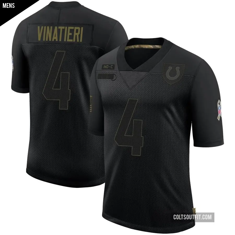 Men's Indianapolis Colts ＃4 Adam Vinatieri Black Limited 2020 Salute To Service Jersey