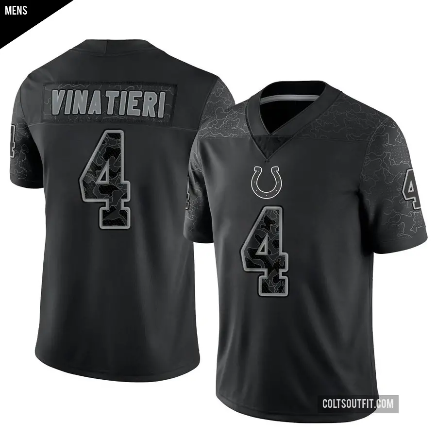 Men's Indianapolis Colts ＃4 Adam Vinatieri Black Limited Reflective Jersey