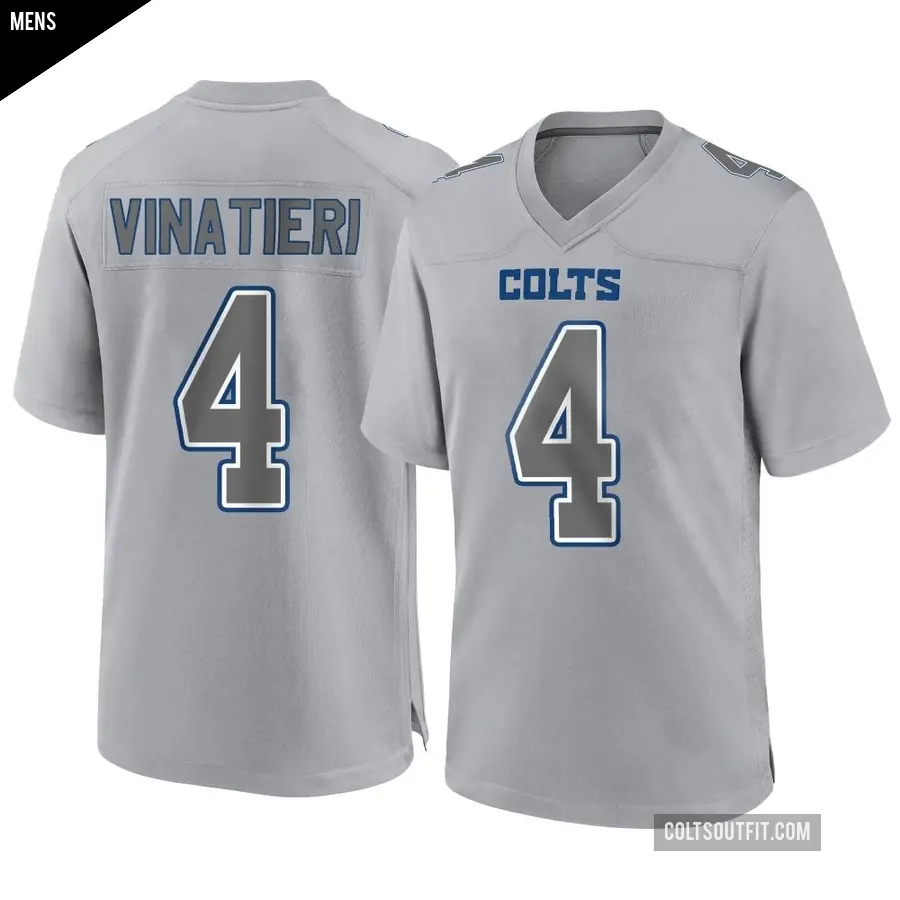 Men's Indianapolis Colts ＃4 Adam Vinatieri Gray Game Atmosphere Fashion Jersey