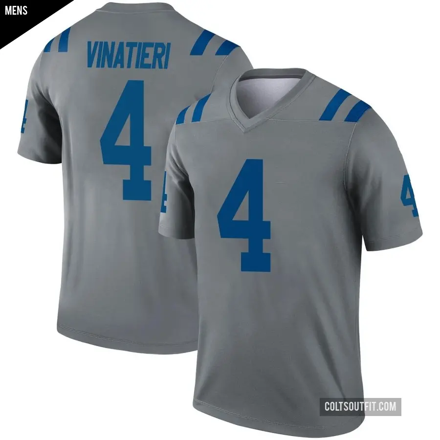 Men's Indianapolis Colts ＃4 Adam Vinatieri Gray Legend Inverted Jersey