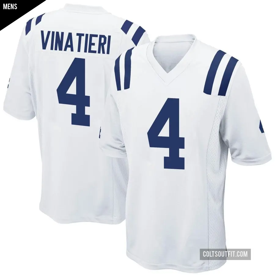 Men's Indianapolis Colts ＃4 Adam Vinatieri White Game Jersey