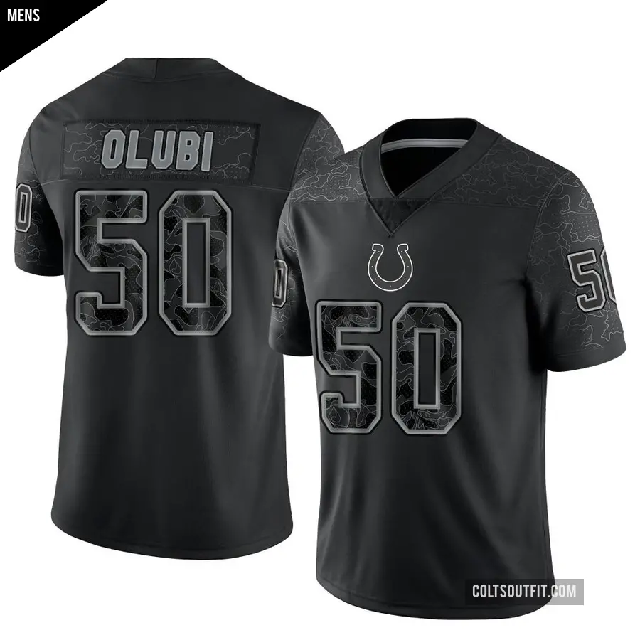 Men's Indianapolis Colts ＃50 Segun Olubi Black Limited Reflective Jersey