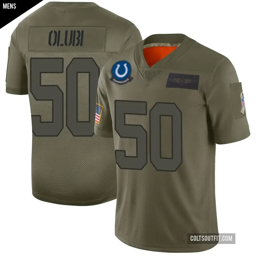 Men's Indianapolis Colts ＃50 Segun Olubi Camo Limited 2019 Salute to Service Jersey