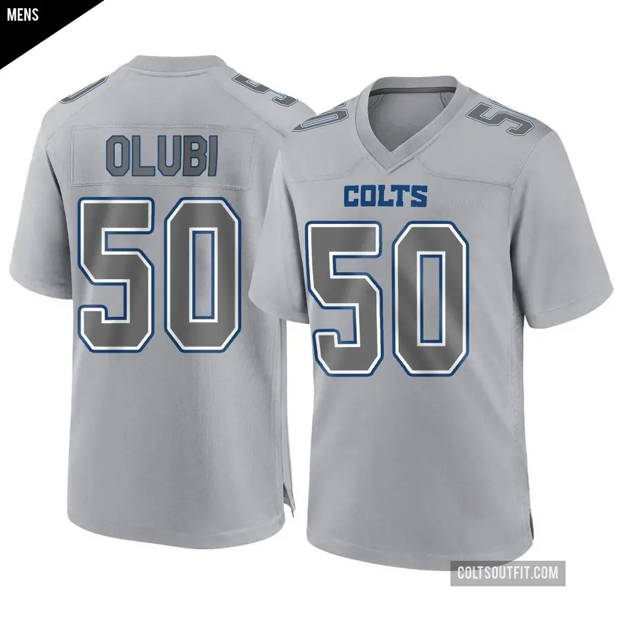 Men's Indianapolis Colts ＃50 Segun Olubi Gray Game Atmosphere Fashion Jersey