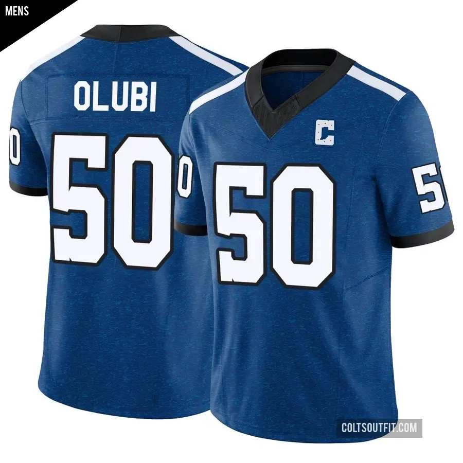 Men's Indianapolis Colts ＃50 Segun Olubi Royal Limited Indiana Nights Alternate Vapor F.U.S.E. Jersey