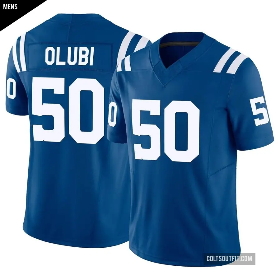 Men's Indianapolis Colts ＃50 Segun Olubi Royal Limited Vapor F.U.S.E. Jersey