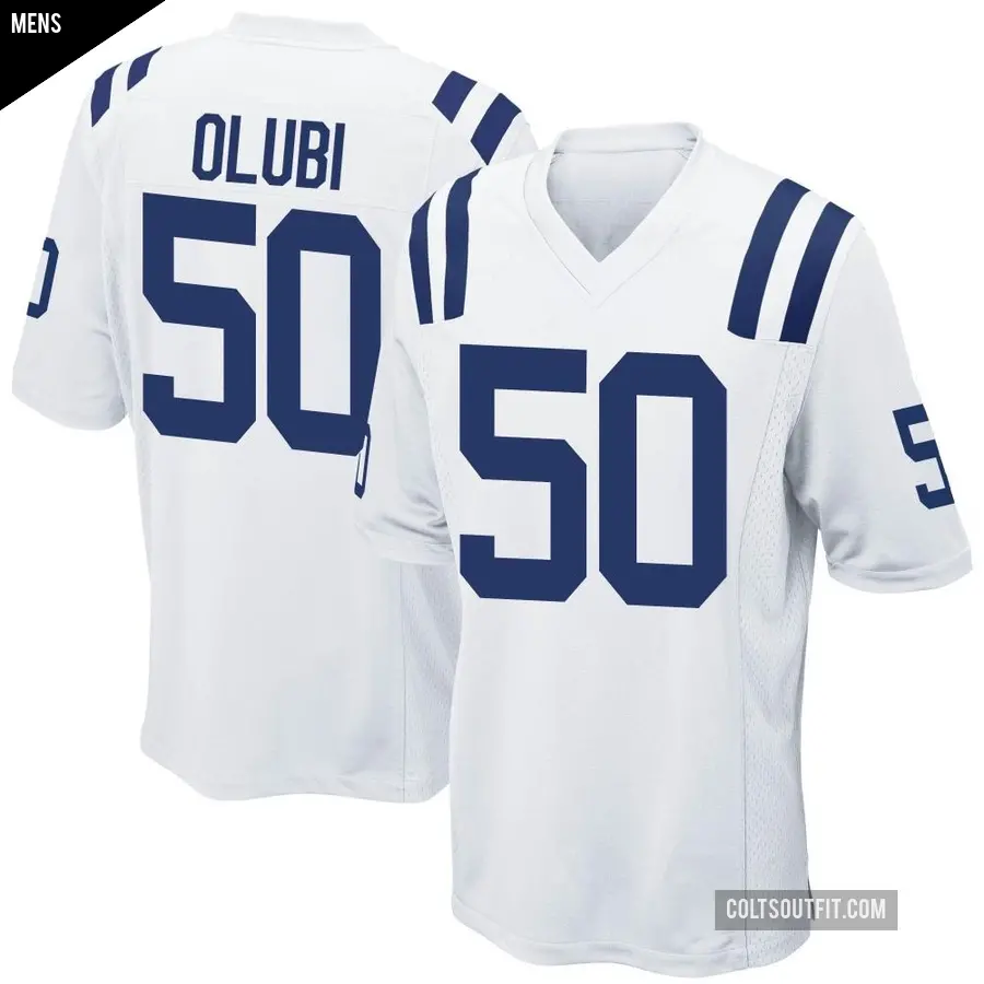 Men's Indianapolis Colts ＃50 Segun Olubi White Game Jersey