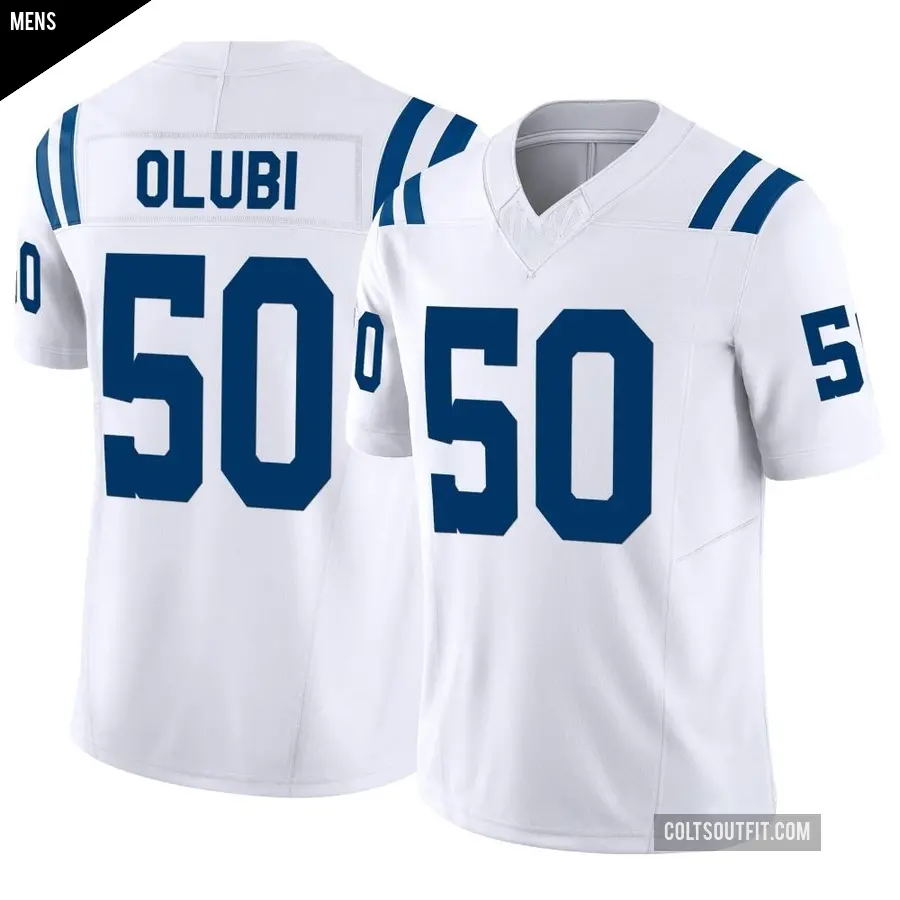 Men's Indianapolis Colts ＃50 Segun Olubi White Limited Vapor F.U.S.E. Jersey