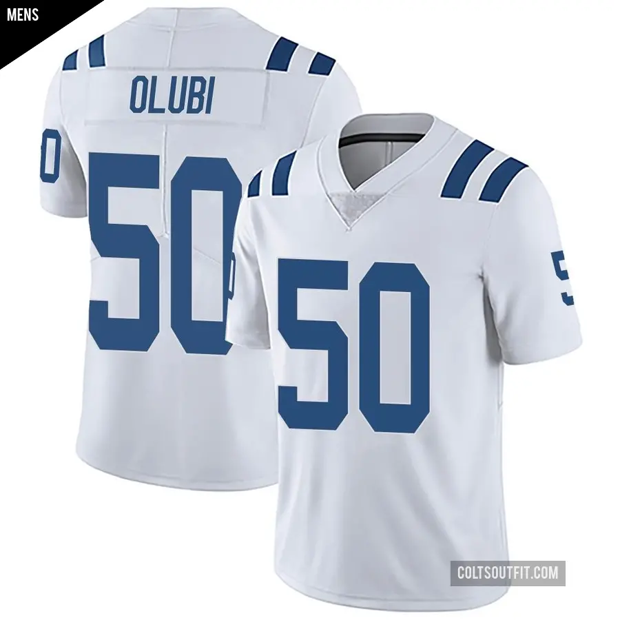 Men's Indianapolis Colts ＃50 Segun Olubi White Limited Vapor Untouchable Jersey