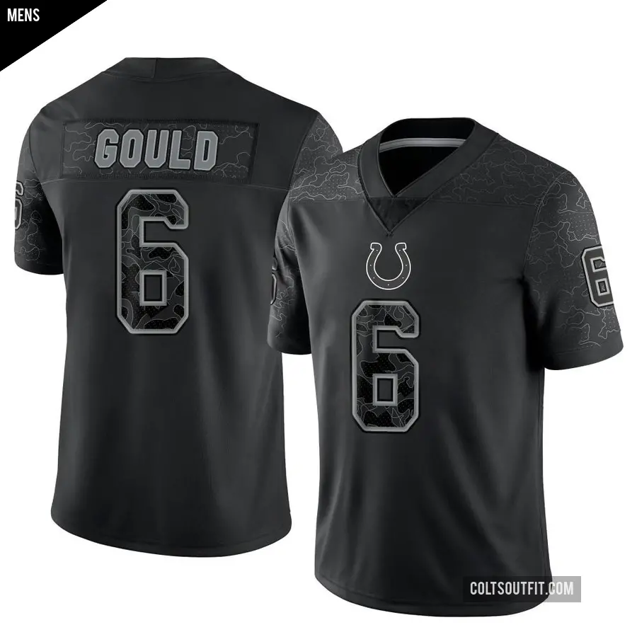 Men's Indianapolis Colts ＃6 Anthony Gould Black Limited Reflective Jersey