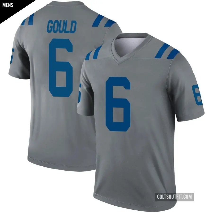 Men's Indianapolis Colts ＃6 Anthony Gould Gray Legend Inverted Jersey