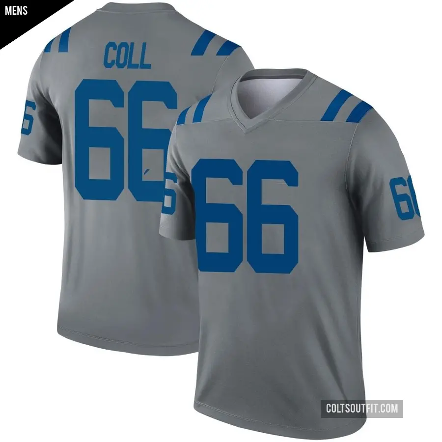 Men's Indianapolis Colts ＃66 Ryan Coll Gray Legend Inverted Jersey