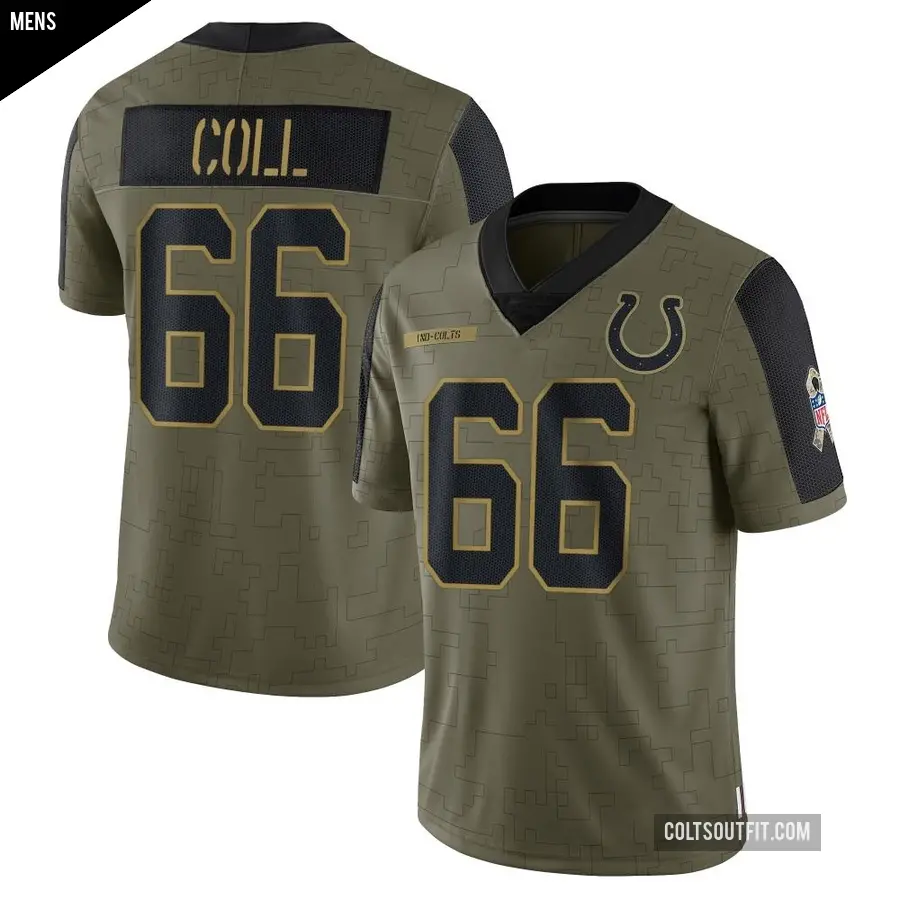 Men's Indianapolis Colts ＃66 Ryan Coll Olive Limited 2021 Salute To Service Jersey