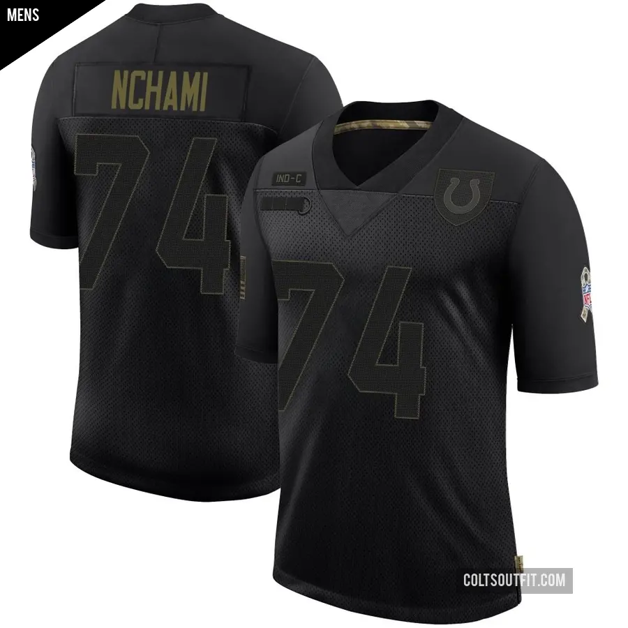 Men's Indianapolis Colts ＃74 Durell Nchami Black Limited 2020 Salute To Service Jersey