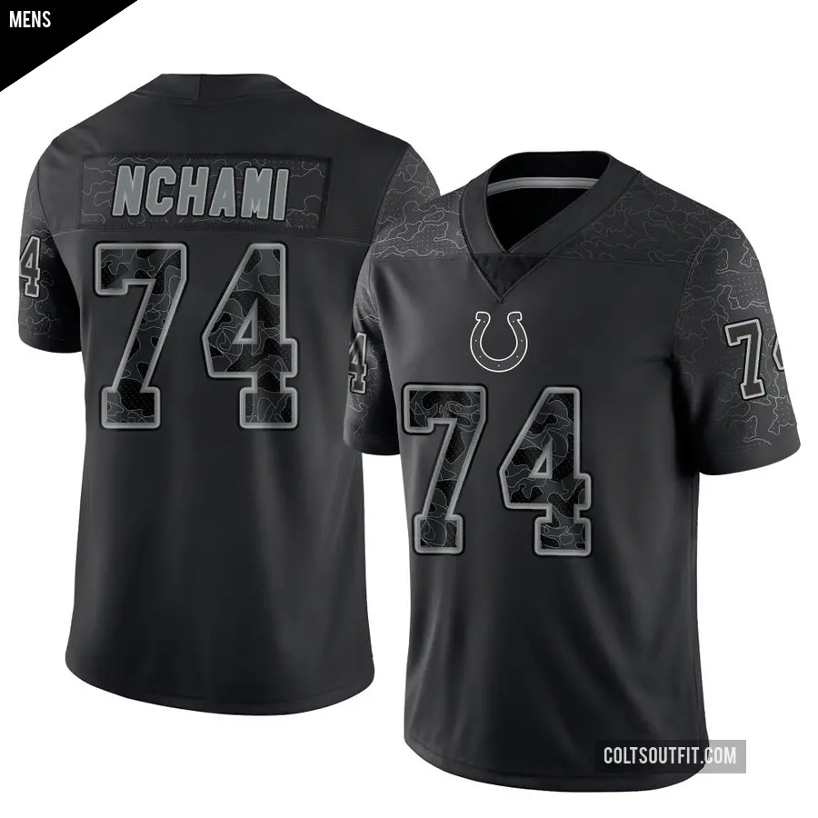 Men's Indianapolis Colts ＃74 Durell Nchami Black Limited Reflective Jersey