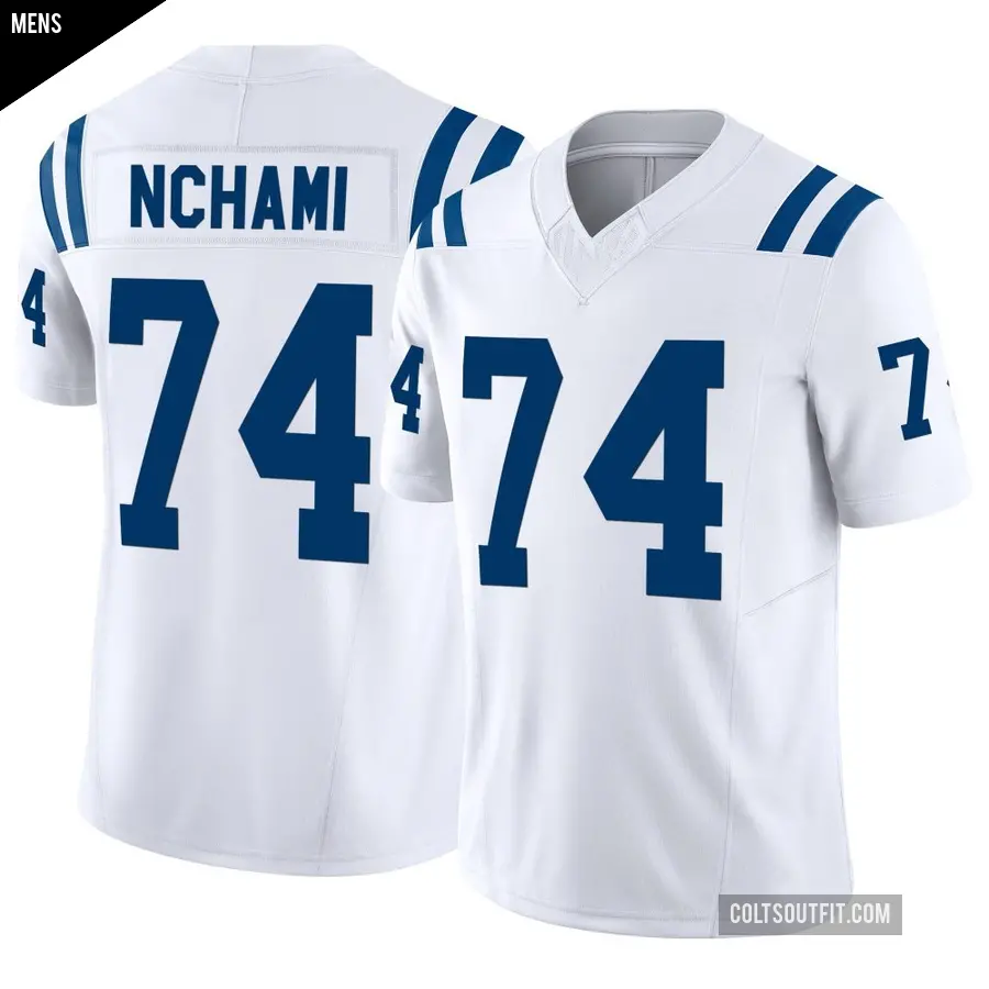 Men's Indianapolis Colts ＃74 Durell Nchami White Limited Vapor F.U.S.E. Jersey