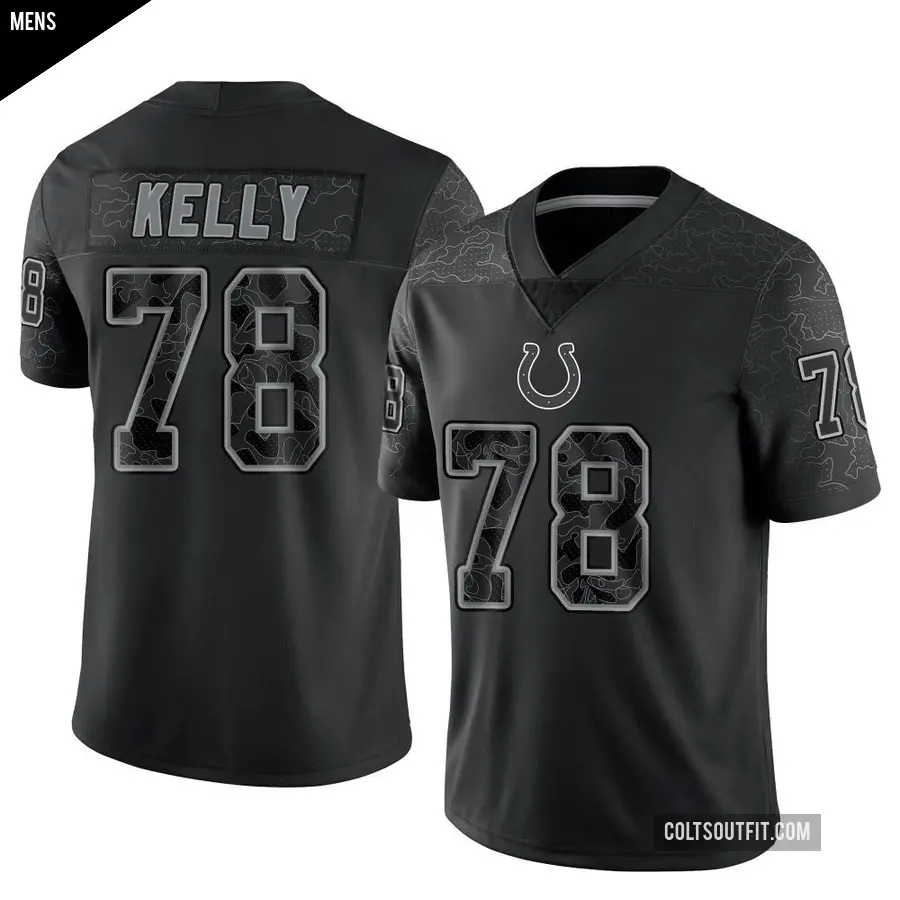 Men's Indianapolis Colts ＃78 Ryan Kelly Black Limited Reflective Jersey