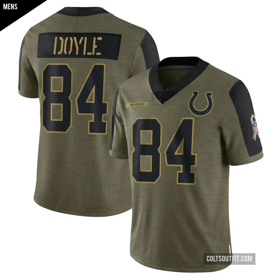 Men's Indianapolis Colts ＃84 Jack Doyle Olive Limited 2021 Salute To Service Jersey