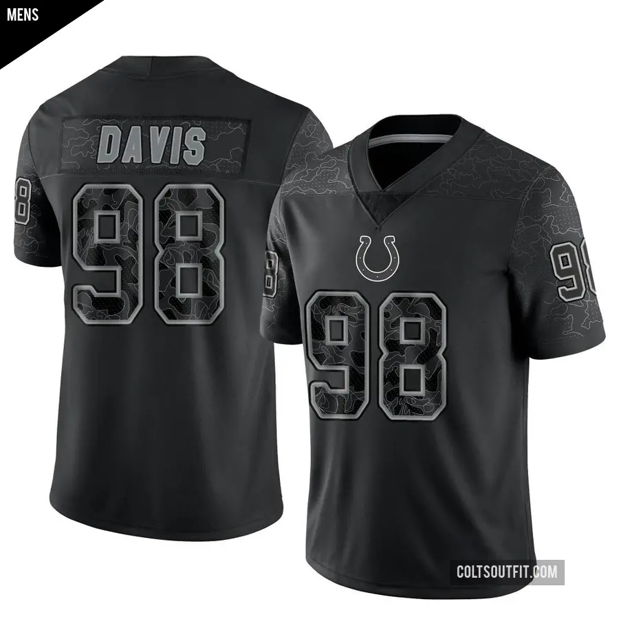 Men's Indianapolis Colts ＃98 Raekwon Davis Black Limited Reflective Jersey