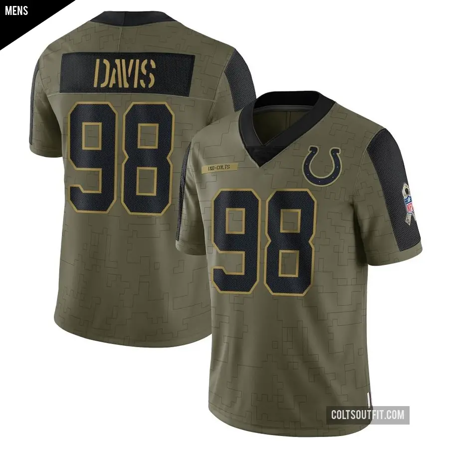 Men's Indianapolis Colts ＃98 Raekwon Davis Olive Limited 2021 Salute To Service Jersey