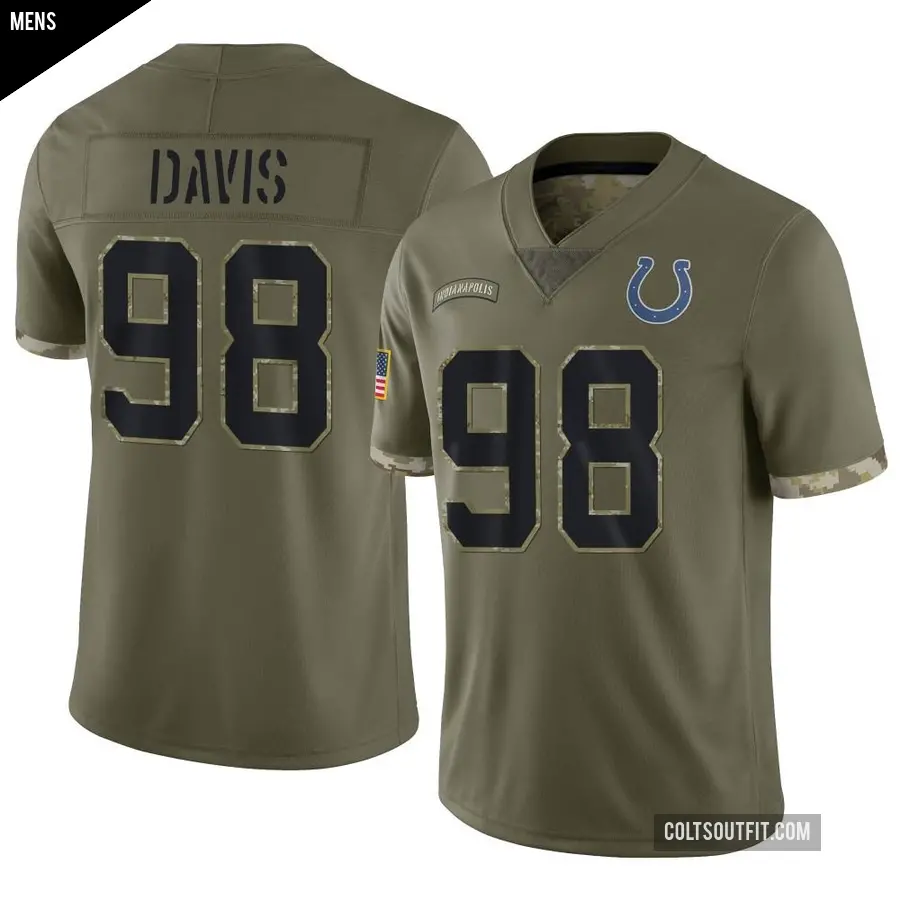 Men's Indianapolis Colts ＃98 Raekwon Davis Olive Limited 2022 Salute To Service Jersey