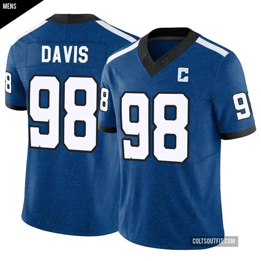 Men's Indianapolis Colts ＃98 Raekwon Davis Royal Limited Indiana Nights Alternate Vapor F.U.S.E. Jersey