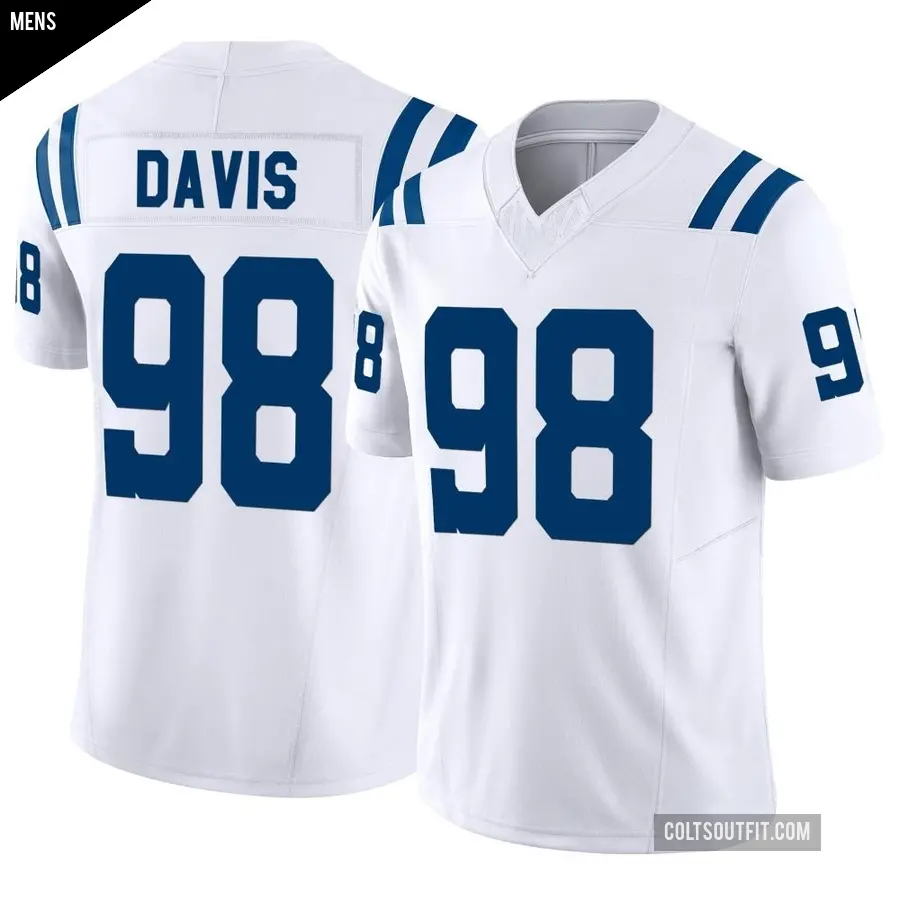 Men's Indianapolis Colts ＃98 Raekwon Davis White Limited Vapor F.U.S.E. Jersey