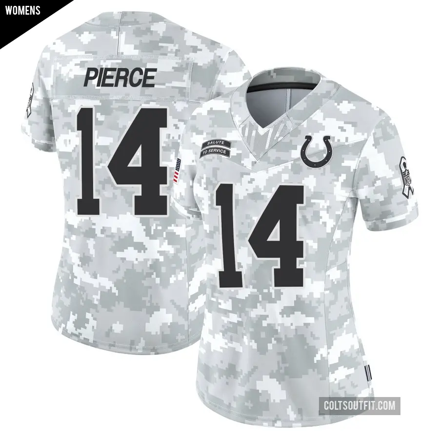 Women's Indianapolis Colts ＃14 Alec Pierce Arctic Camo Limited 2024 Salute to Service Jersey