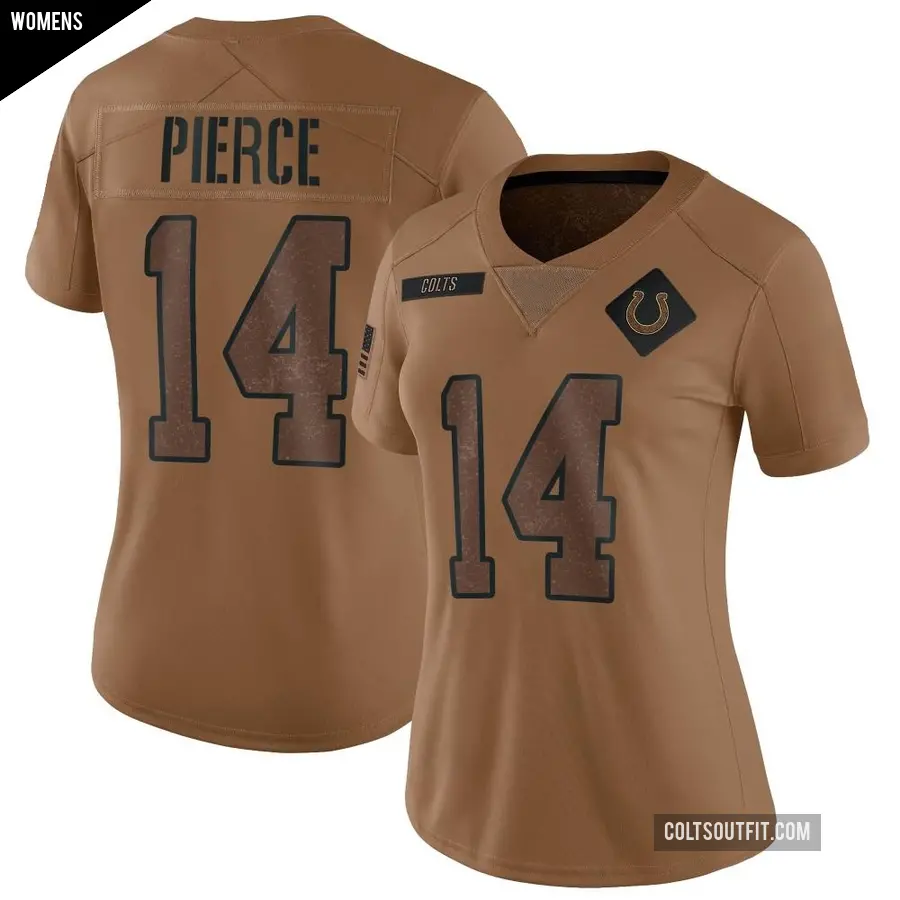 Women's Indianapolis Colts ＃14 Alec Pierce Brown Limited 2023 Salute To Service Jersey