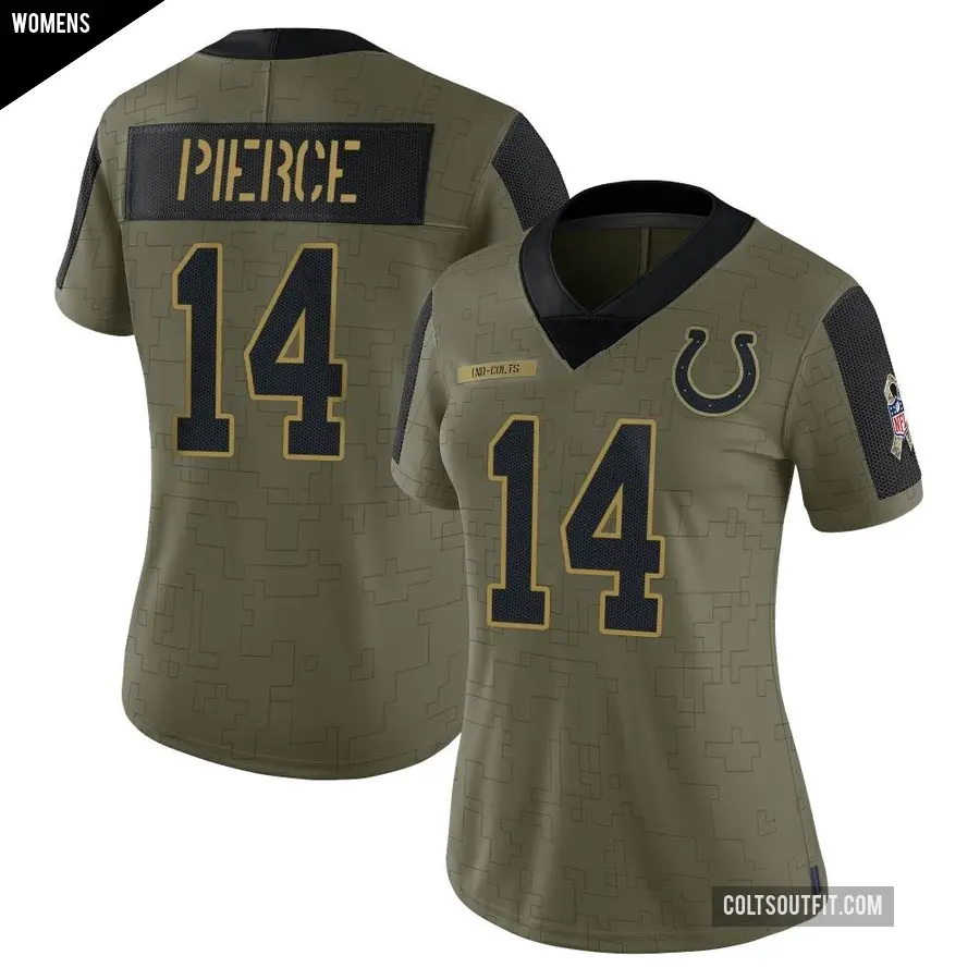 Women's Indianapolis Colts ＃14 Alec Pierce Olive Limited 2021 Salute To Service Jersey