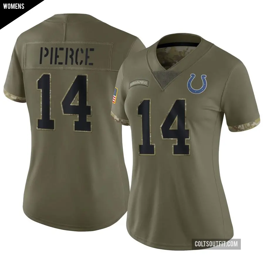 Women's Indianapolis Colts ＃14 Alec Pierce Olive Limited 2022 Salute To Service Jersey