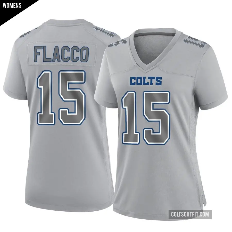 Women's Indianapolis Colts ＃15 Joe Flacco Gray Game Atmosphere Fashion Jersey