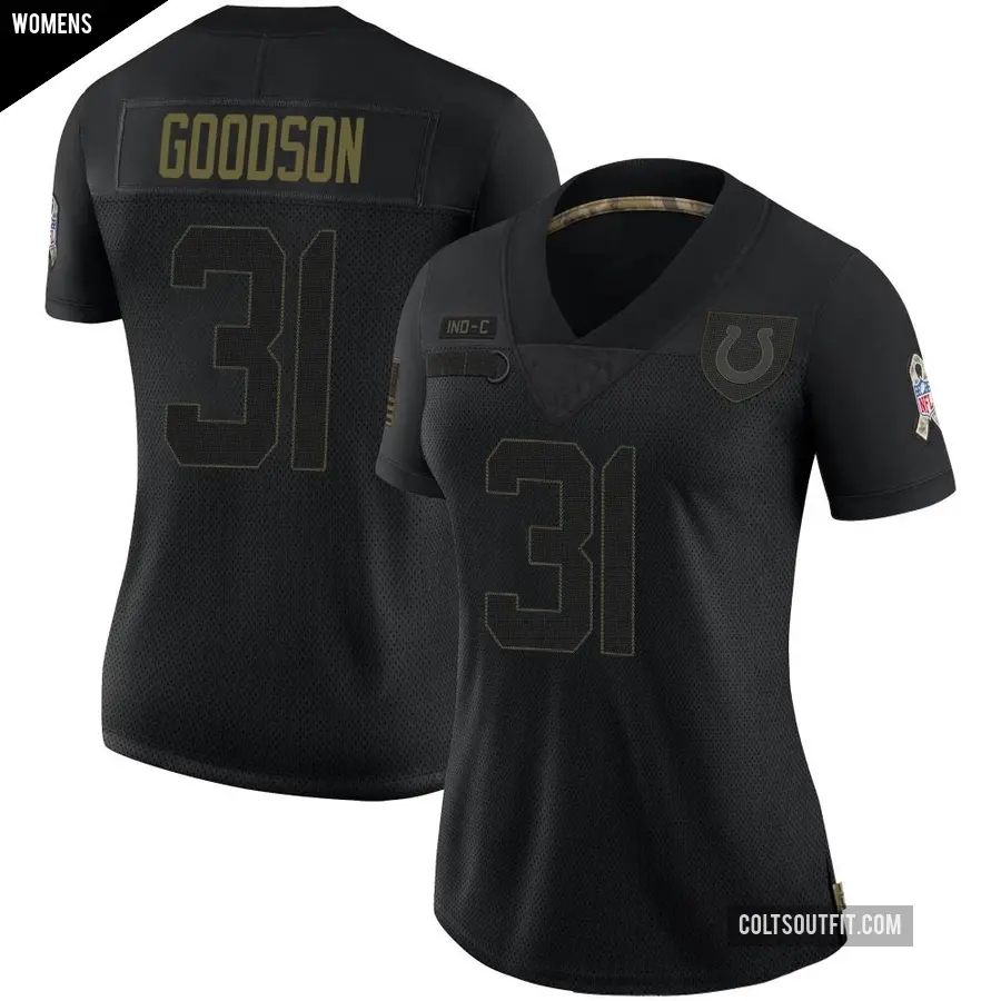 Women's Indianapolis Colts ＃31 Tyler Goodson Black Limited 2020 Salute To Service Jersey