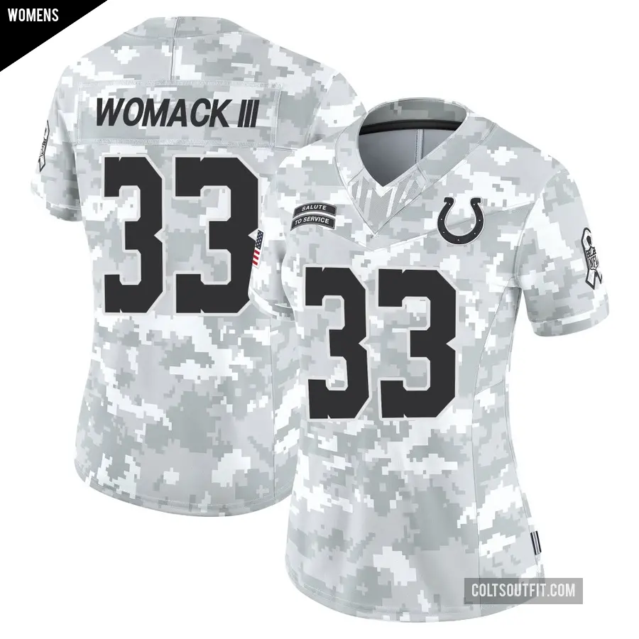 Women's Indianapolis Colts ＃33 Samuel Womack III Arctic Camo Limited 2024 Salute to Service Jersey