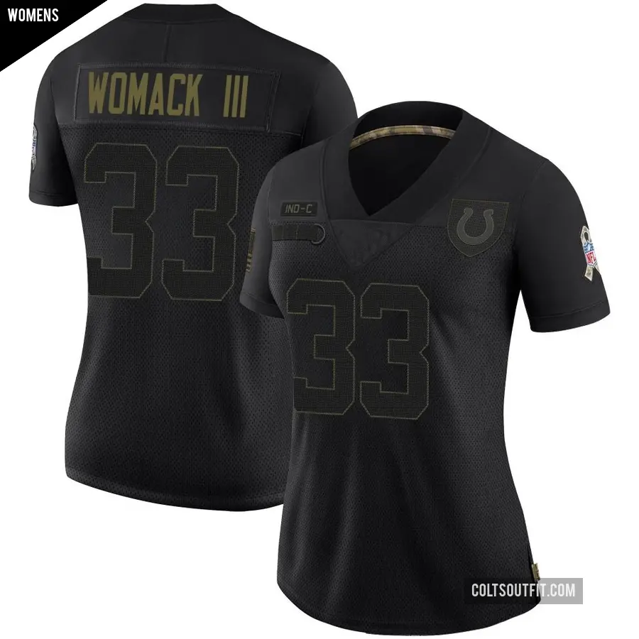 Women's Indianapolis Colts ＃33 Samuel Womack III Black Limited 2020 Salute To Service Jersey