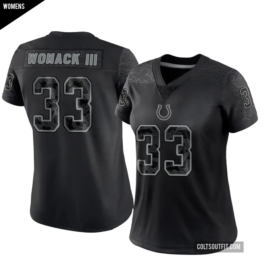 Women's Indianapolis Colts ＃33 Samuel Womack III Black Limited Reflective Jersey