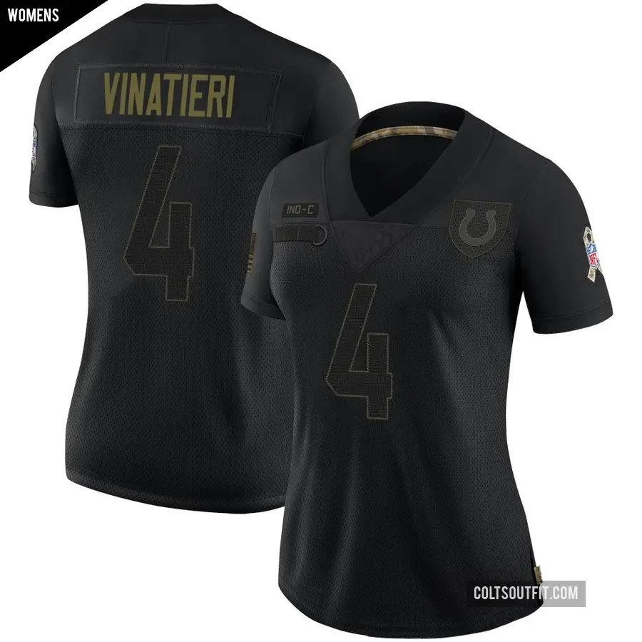 Women's Indianapolis Colts ＃4 Adam Vinatieri Black Limited 2020 Salute To Service Jersey