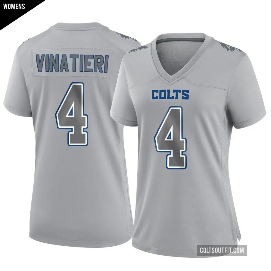 Women's Indianapolis Colts ＃4 Adam Vinatieri Gray Game Atmosphere Fashion Jersey