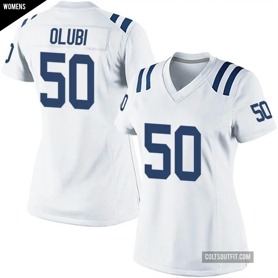 Women's Indianapolis Colts ＃50 Segun Olubi White Game Jersey