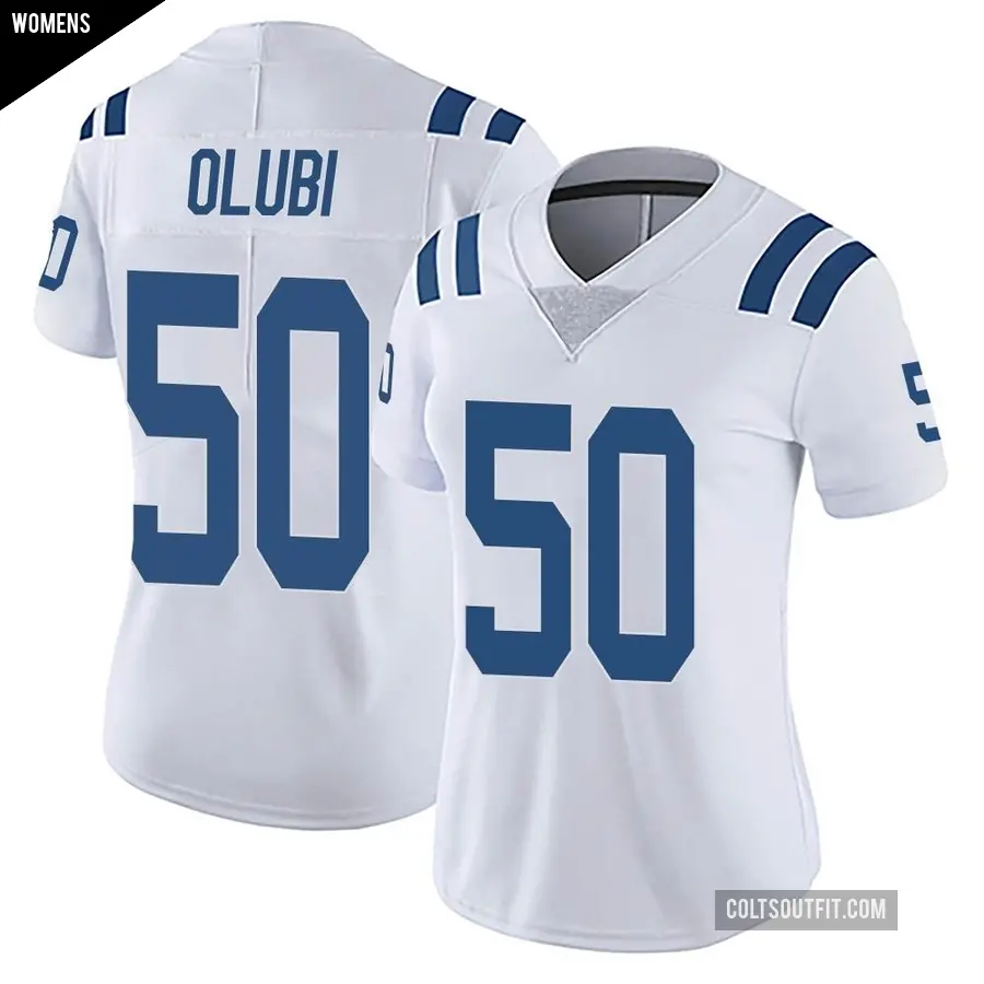 Women's Indianapolis Colts ＃50 Segun Olubi White Limited Vapor Untouchable Jersey