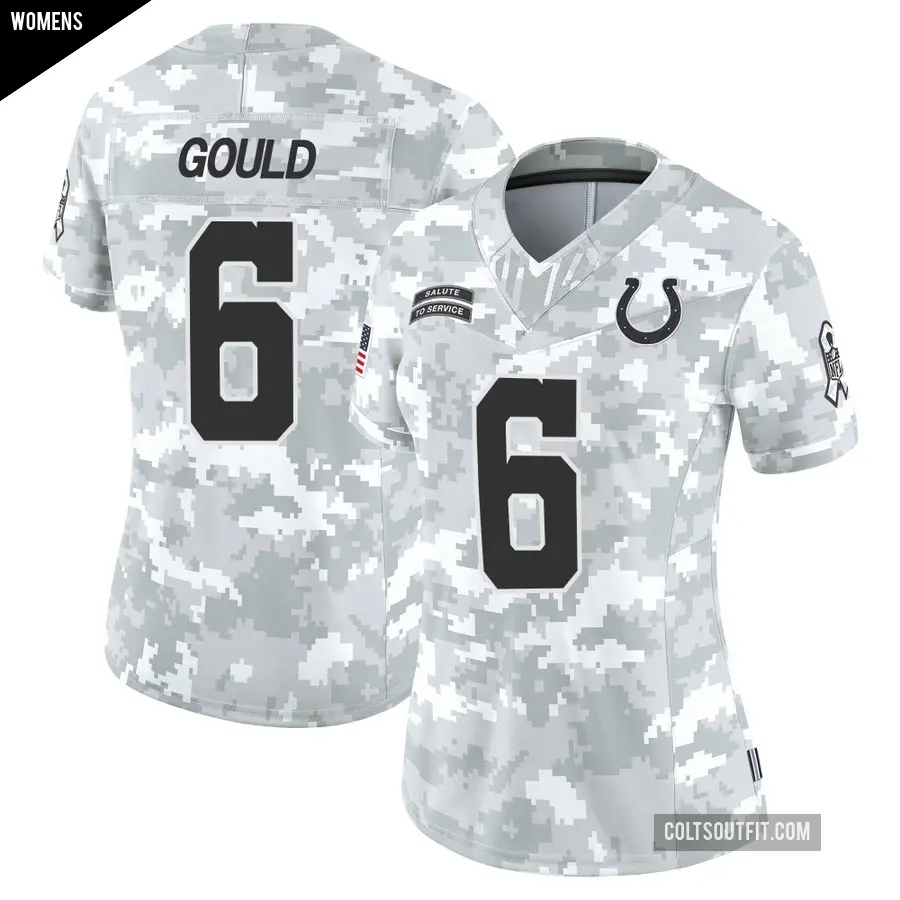 Women's Indianapolis Colts ＃6 Anthony Gould Arctic Camo Limited 2024 Salute to Service Jersey