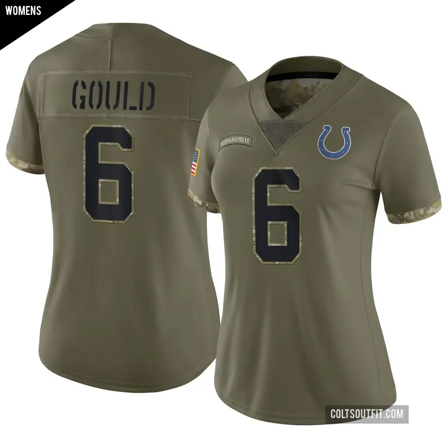 Women's Indianapolis Colts ＃6 Anthony Gould Olive Limited 2022 Salute To Service Jersey