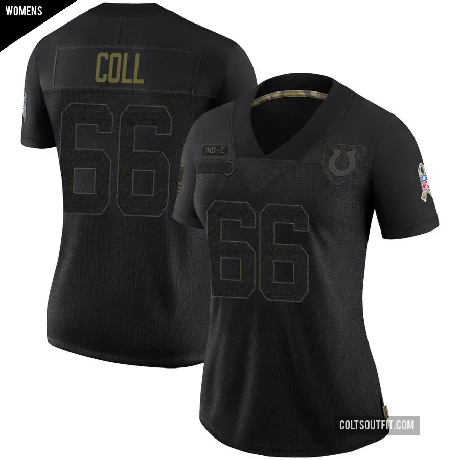 Women's Indianapolis Colts ＃66 Ryan Coll Black Limited 2020 Salute To Service Jersey